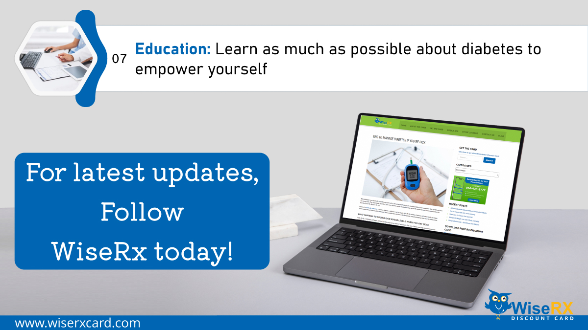 TIPS TO MANAGE DIABETES IF YOU’RE SICK

Empower yourself against diabetes with these 7 steps to better health! Explore practical strategies for managing diabetes, from mindful eating to regular exercise. Learn more!
wiserxcard.com/tips-to-manage…

#diabetes #Health #healthcare