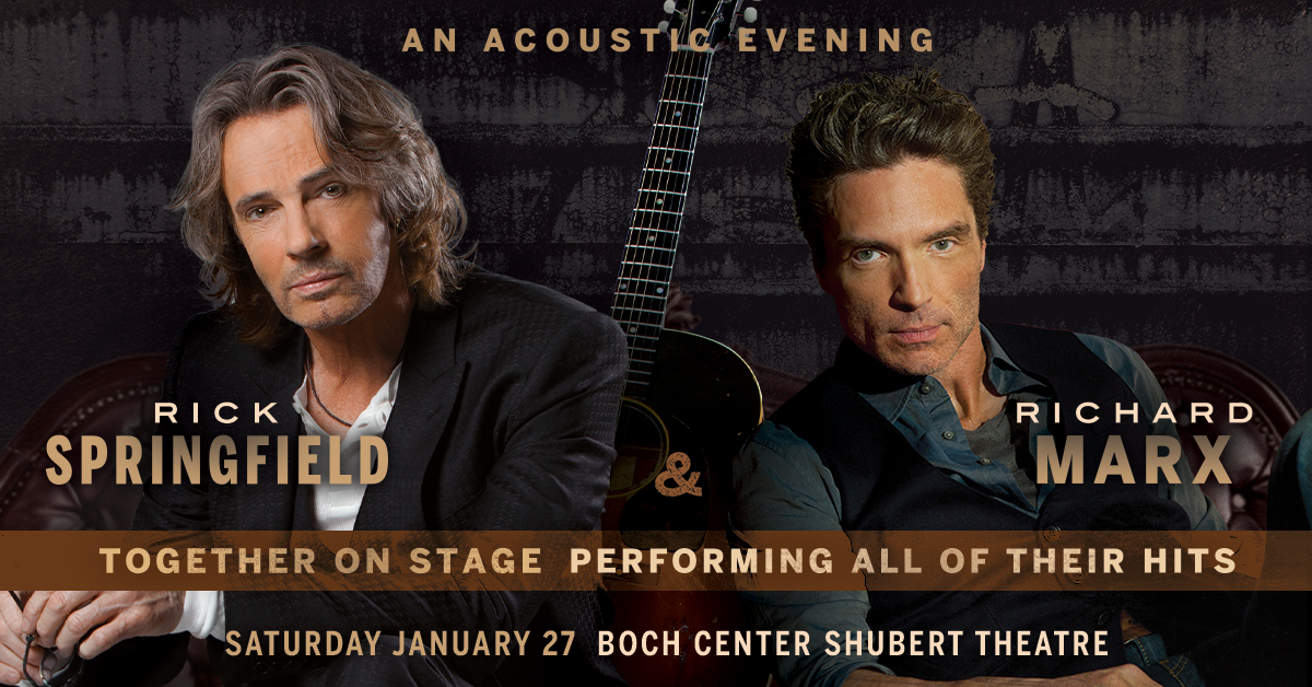 ON SALE NOW: Catch @rickspringfield & @richardmarx together on stage at the Shubert Theatre on Saturday, January 27! Tickets are on sale now. Tickets—> bochcenter.org/springfieldand…