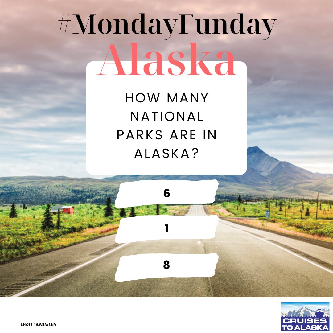 cruisestoalaska's tweet photo. #MondayFunday ๐
Any idea how many national parks are in Alaska? Bonus points if you can name them!
#Trivia #MondayMood #NationalPark #Alaska #Adventure #Explore #ThingsToDo #TheAnswerIsEight #Cruise #Excursion #VisitAlaska #CruiseAlaska #CruisesToAlaska https://t.co/52S0TmGrYc