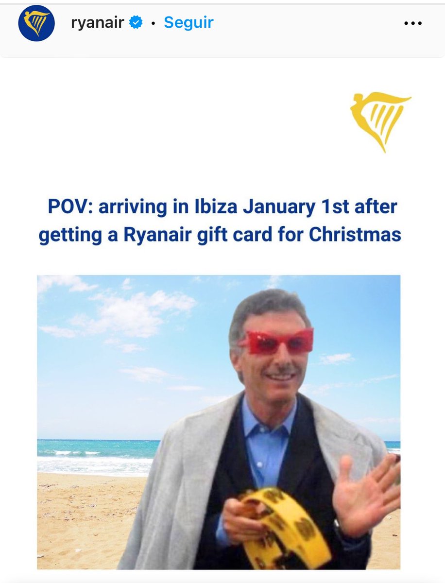 Ryan Air público esto en su cuenta oficial de Instagram hoy: