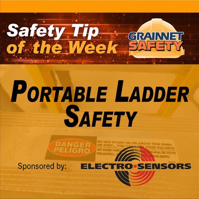 GrainJ_Safety's tweet photo. Portable ladders are used in most workplaces. Improper use and selection of portable ladders can lead to injury. This week's Safety Tip is brought to you by Electro-Sensors. Read it here → https://t.co/BRDPyl8YxX https://t.co/Fu9zLgAUNG
