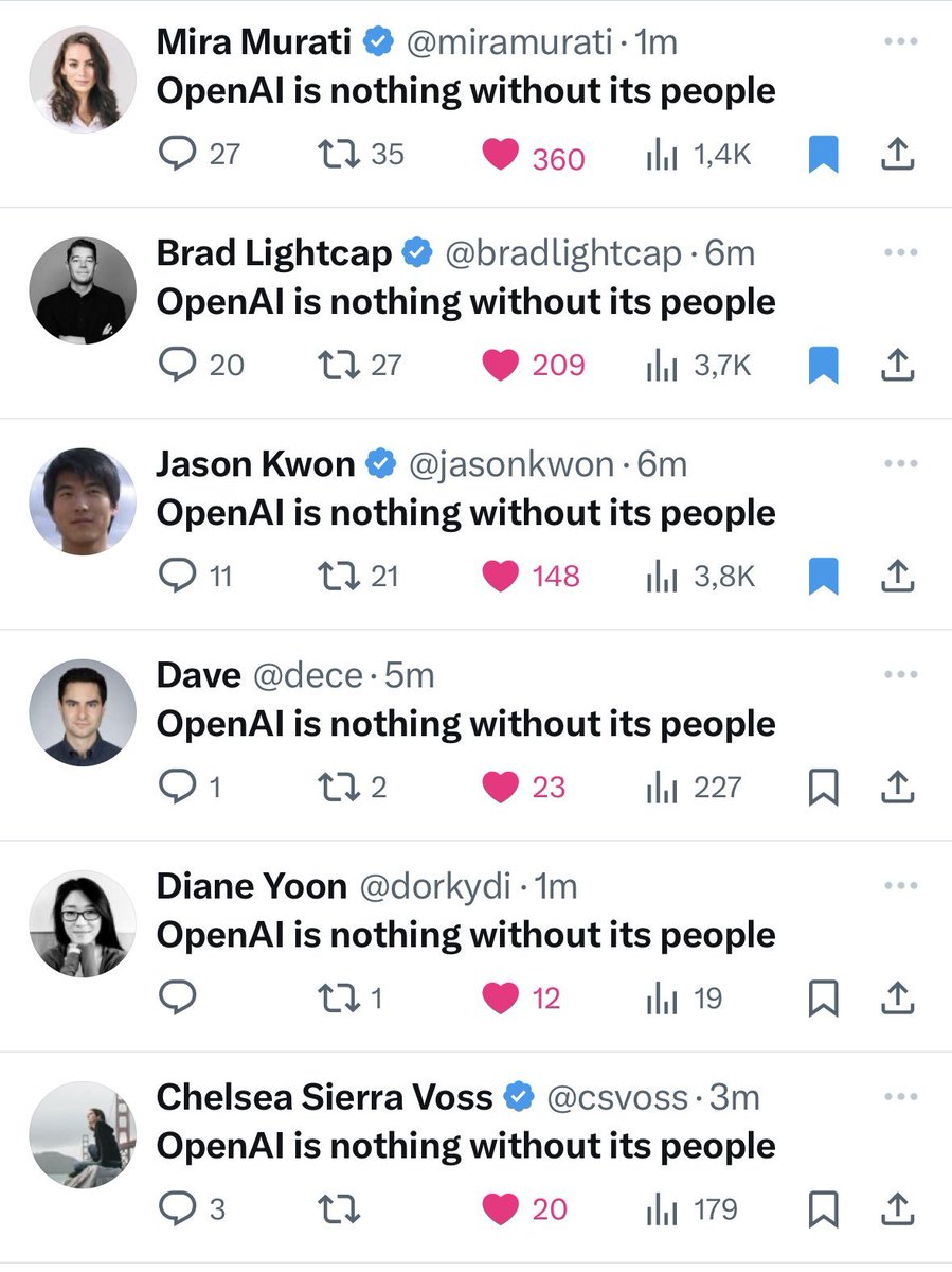 phial003's tweet photo. "OpenAI is nothing without its people"

Things are going to change！ https://t.co/y9IyqRinTf