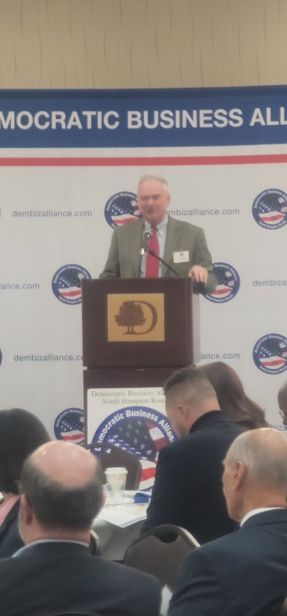 It was great having Senator @timkaine with us this morning at the Democratic Business Alliance of South Hampton Roads