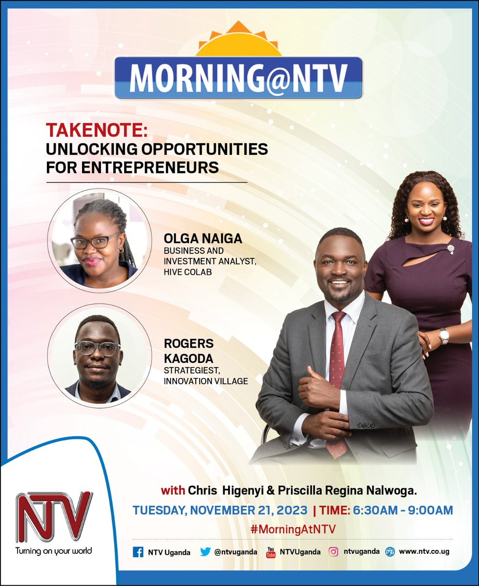 uiw_official's tweet image. Tune into NTV tomorrow as we delve into "Unlocking Opportunities for Entrepreneurs" in anticipation of the Uganda Innovation Week. 

Join the conversation, stay tuned for insights, and let's explore the boundless possibilities together!
#uiw2023 #AdaptorBeLeftBehind