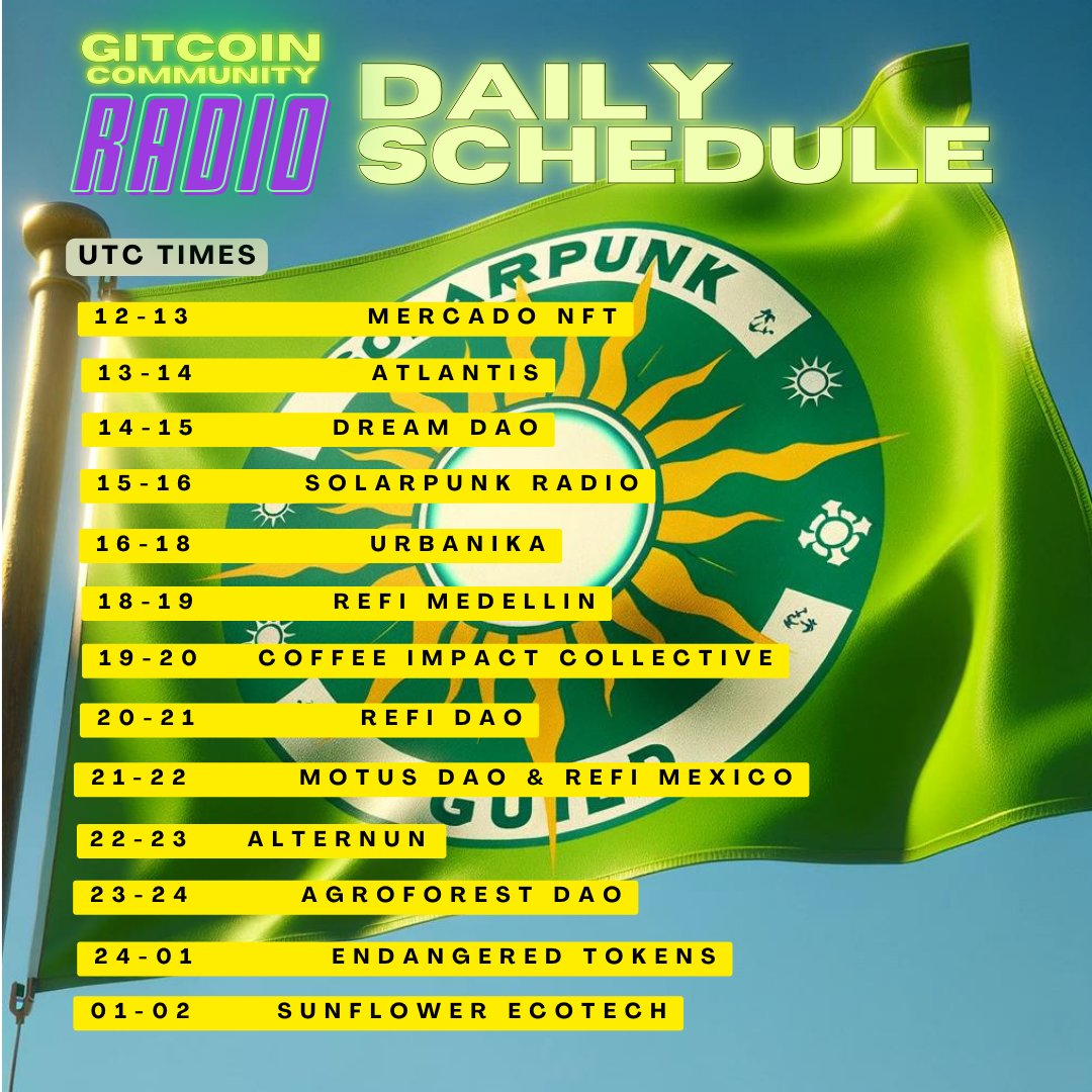 Join us today at 19 UTC on #GITCOINRADIO. <a href="/DarinaReFi/">Darina On 🟢</a> shares <a href="/Coffeeimpactco/">Coffee Impact Collective || #GG19</a> updates, and chats about methodology for coffee farmers, current coffee market trends, new legislation building driving a change in supply chains (EUDR), decentralized markets for regenerative products.