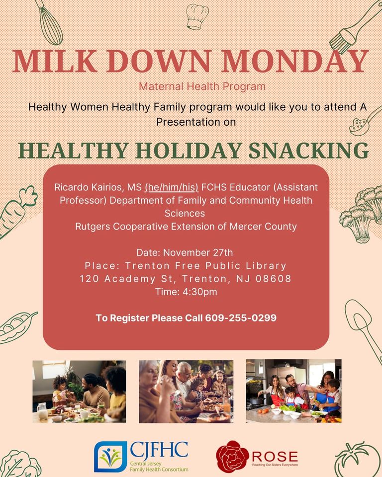 info_cjfhc's tweet photo. Join us for an afternoon of nutritious treats and tips for healthy snacking during the holidays. RSVP now and let's snack smart for a healthier, happier holiday season!  #HealthyHolidays #NutritionForAll #CJFHC #HealthyWomenHealthyFamilies #HealthforAll #MilkDownMonday https://t.co/F3l4HCrdtX