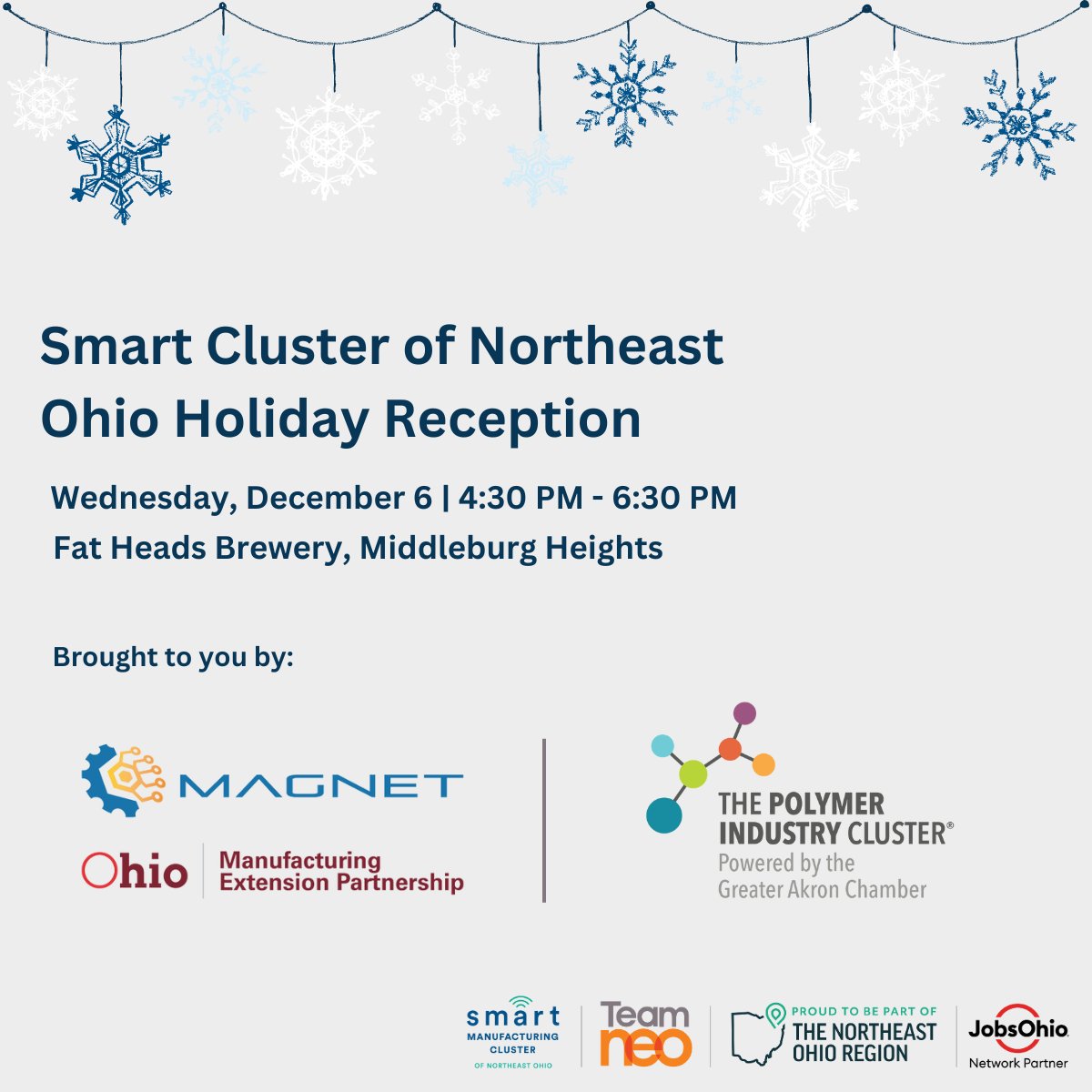 We're looking forward to seeing our regional smart cluster partners and all those attending this year's holiday party. There is still time to register!

Come and learn more about the #northeastohioregion's Sustainable Polymers Tech Hub! bit.ly/3snGHb1