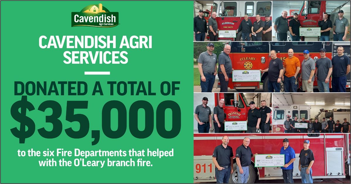 It's been 6 months since the fire at our O’Leary branch. We are grateful to O’Leary, Alberton, Miminegash, Tignish, Tyne Valley, and West Point Fire Departments. To show our appreciation, we donated to each fire department in support of their efforts to keep our communities safe.