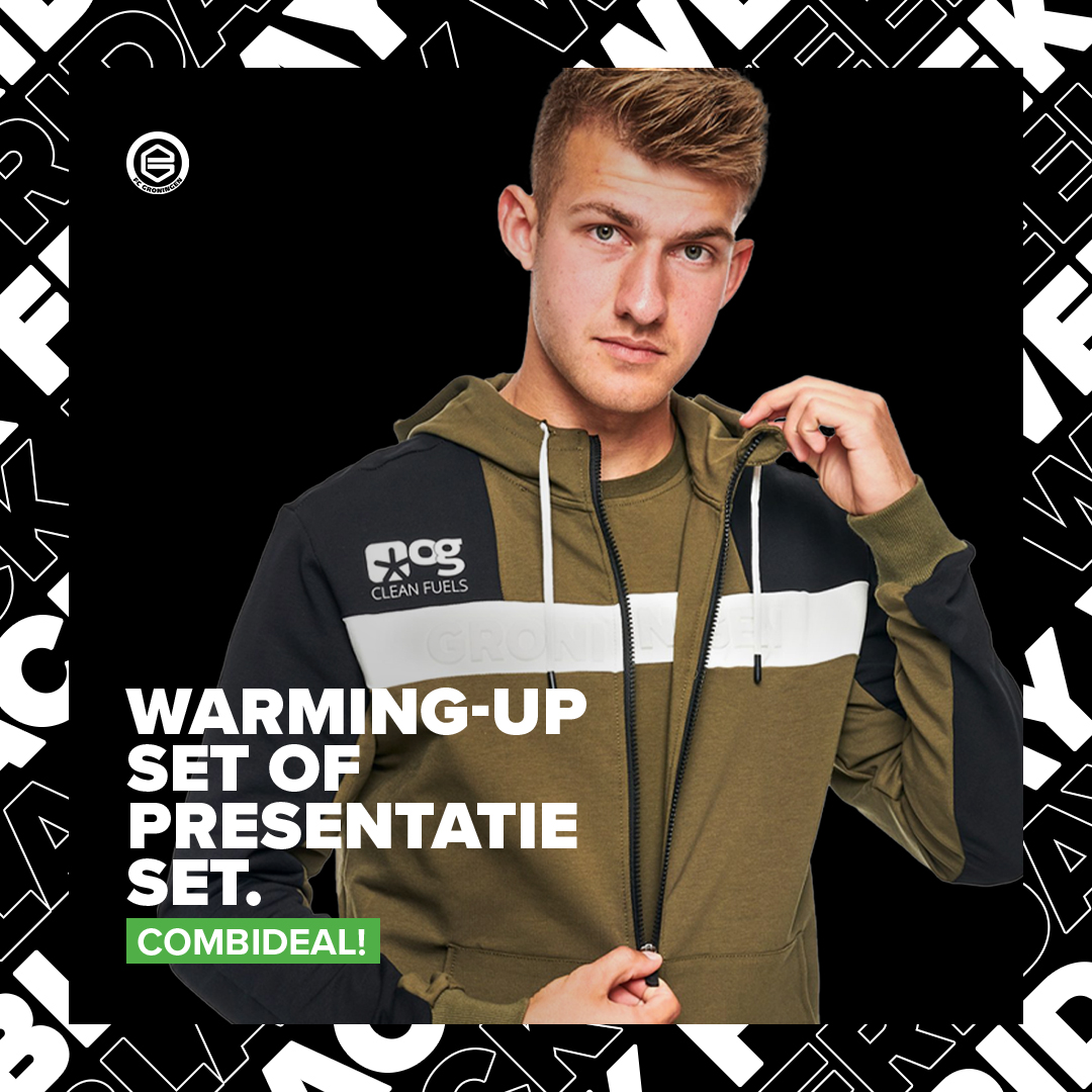 𝗖𝗼𝗺𝗯𝗶𝗱𝗲𝗮𝗹 Grijp je kans en scoor nu voordelig een warming-up of presentatieset!

webshop.fcgroningen.nl/producten/blac…