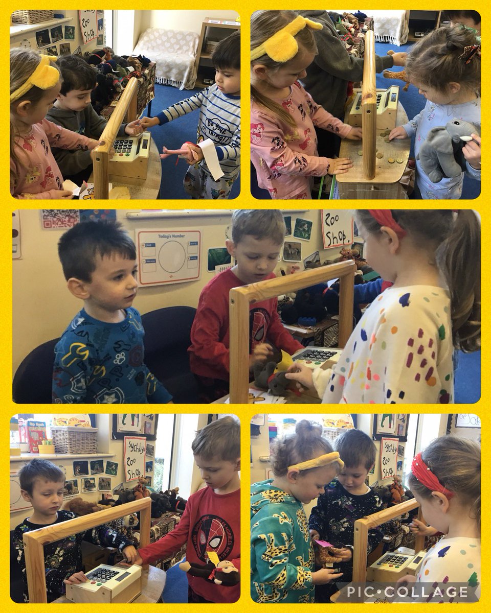 PrattCelyn's tweet photo. Reception children have been busy using money in our Sychdyn Zoo Shop 🐍🦍🐘🐆to pay for items. Lovely manners by the shop keepers too! @SychdynSchool #EarlyYears #money #RolePlay https://t.co/EooZcCIrou