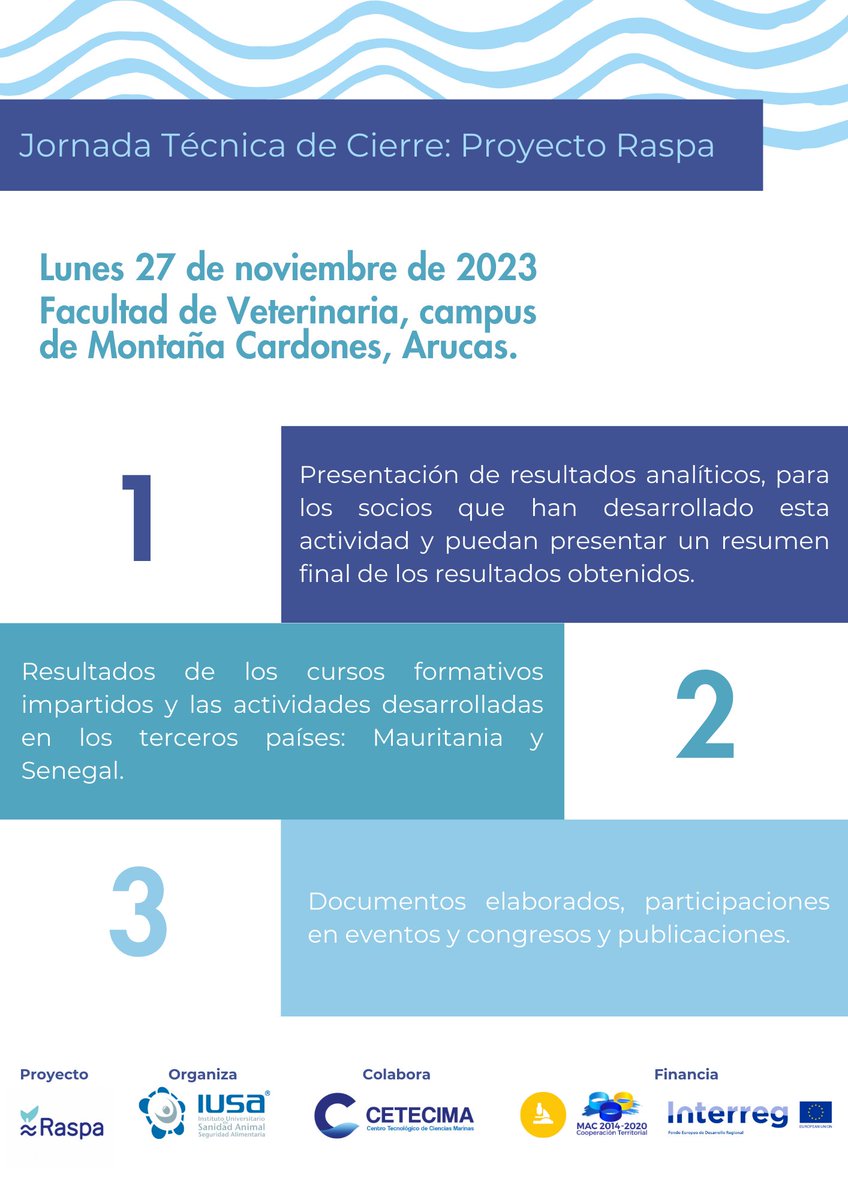 Les informamos que la reunión de cierre del proyecto está programada para el 27 de noviembre en la sala de grados de la Facultad de Veterinaria, Campus de Montaña Cardones, Arucas. Agradecemos su participación y esperamos compartir logros significativos en este encuentro.