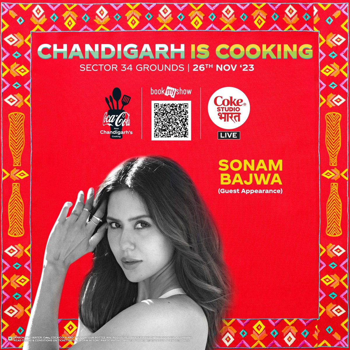 Chandigarh, are you ready to be charmed by Sonam Bajwa ? Get ready to dance, dine, and dazzle at Chandigarh Is Cooking ✨ Chandigarh Da Swaad, Coke De Naal. 🥤🥘 #ChandigarhIsCooking #RealMagic #CocaColaIndia