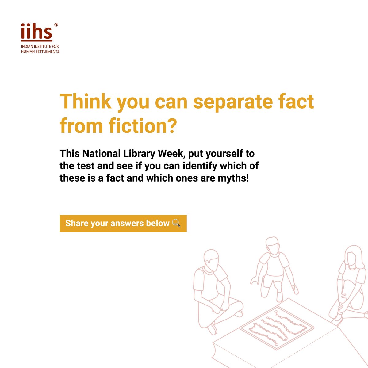 iihsin's tweet photo. Fact or Fiction? This National Library Week, the IIHS Library invites you to put yourself to the test. Have fun identifying which of these is a fact and which ones are myths!
Share your answers below🔍
#IIHS #IIHS_Library #NationalLibraryWeek #FactorMyth https://t.co/jEYfnGSMmZ