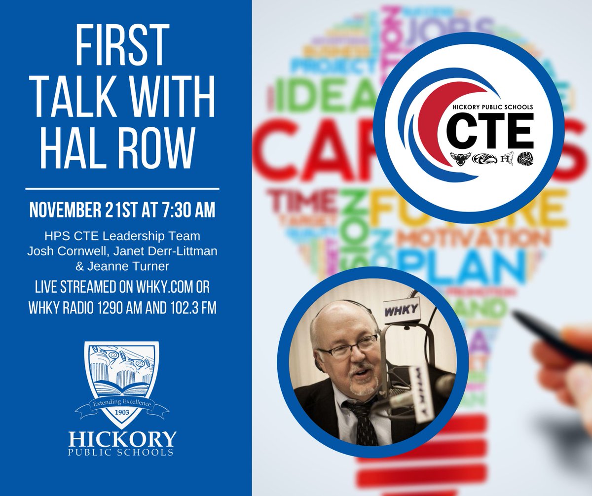 🎙️Tune in to First Talk with Hal Row tomorrow for an insightful discussion with our HPS Career &amp; Technical Education (CTE) Leadership Team. 🌐📚 They'll be delving into National Career Development Month &amp; about CTE in our district. Live streamed on whky.com