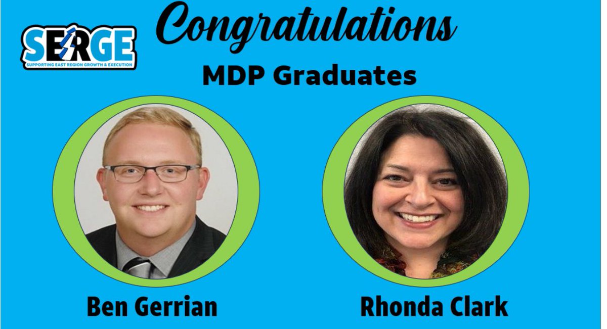 Let us give a HUGE shoutout to Rhonda & Ben, our SERGE 2023 MDP Graduates! MDP inspires making a difference and provides an incredible opportunity to take the next step in your career. Do not hesitate to self-nominate in 2024!! #SERGE2WIN #theeastregion #MDP2023