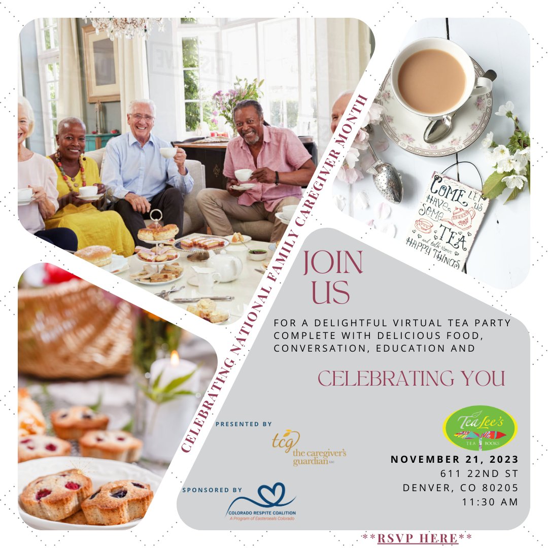 We're brewing up a special “Tea” just for you. Our virtual tea party is an opportunity to celebrate caregiving and connect with others during this #NationalFamilyCaregiverMonth 

Are you a caregiver or know a caregiver needing a self-care day? RSVP here: ow.ly/J0Mp50Q9sPn