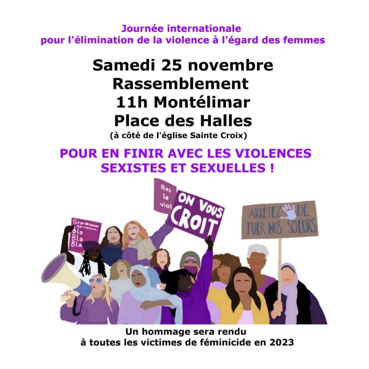 Ne comptons plus nos mortes ! Rejoignez-nous ! #25Novembre #LesRosies #Montelimar