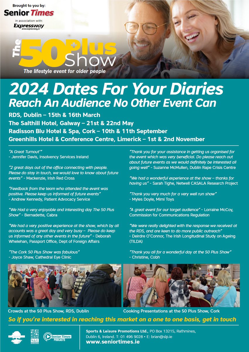 The 50 Plus Show 2024 Dates for your Diaries