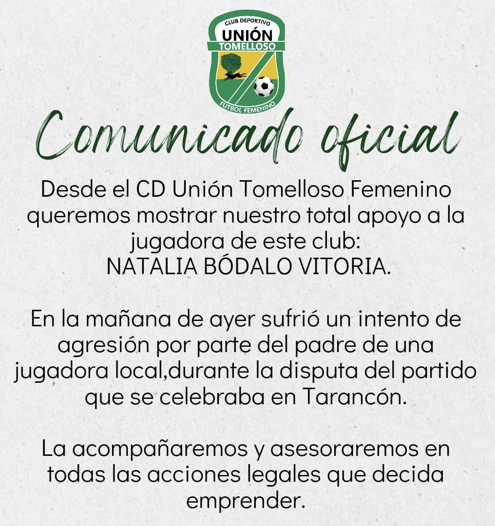 uniontomelloso's tweet photo. 📝 Comunicado oficial del Club Deportivo Unión Tomelloso Femenino. https://t.co/gPYpHmeokr