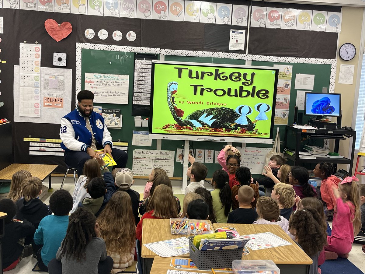 CES__Principal's tweet photo. Dr. Townsel read Turkey Trouble to all of our first graders today! https://t.co/de3v4Ijf2x