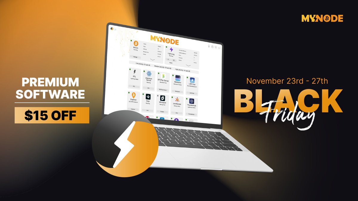 mynodebtc's tweet image. Hey plebs!

Don&apos;t miss out on a $15 discount for #MYNODE Premium software, the ultimate tool for Bitcoin sovereignty.

Save money and seize control today! 💰

mynodebtc.com/order/premium