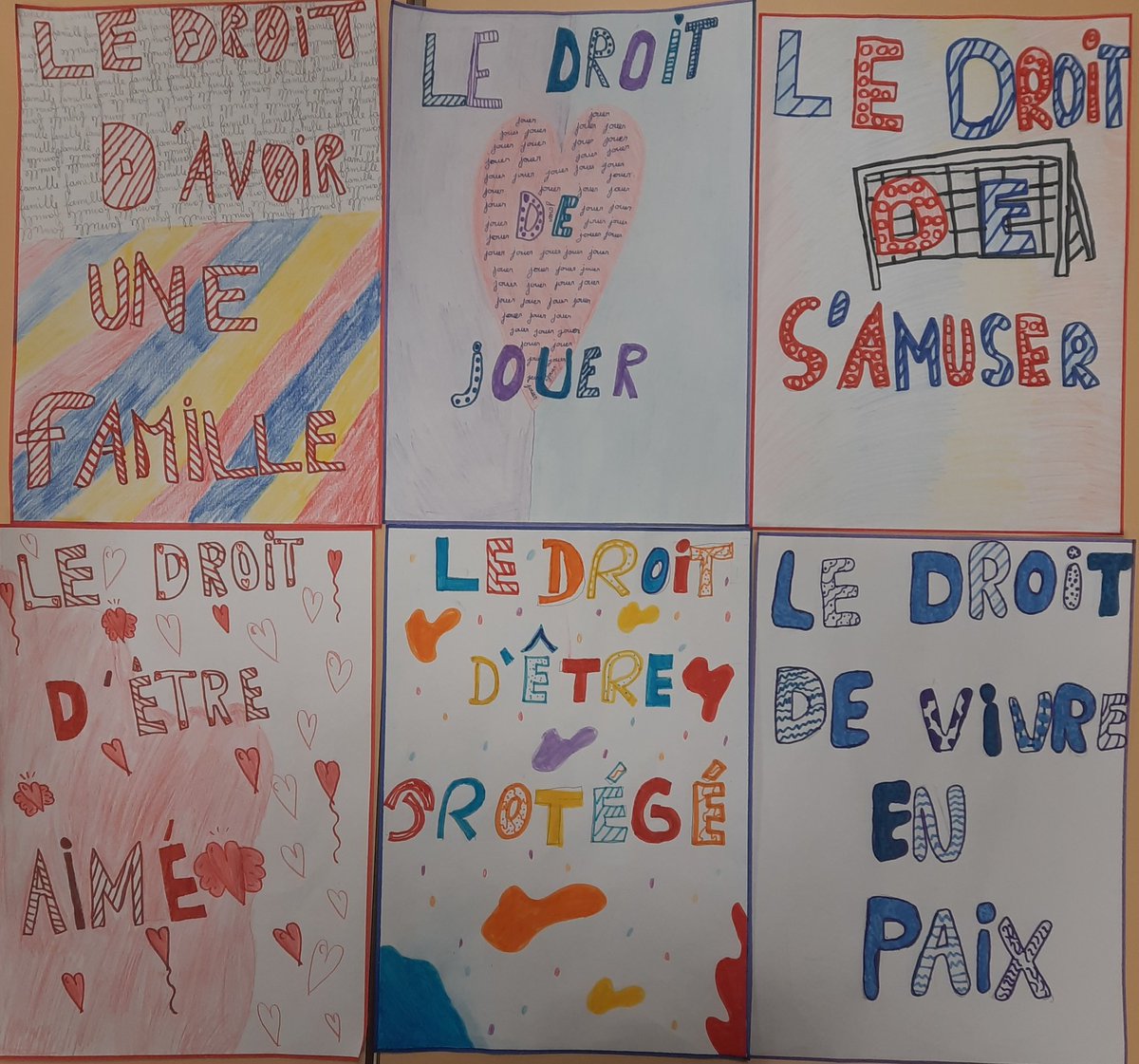Journée internationale des Droits de l'enfant 🌟 #CIDE #droitsdesenfants 
 Droits illustrés par les CM1-CM2 de Saint-sauveur 💫👫