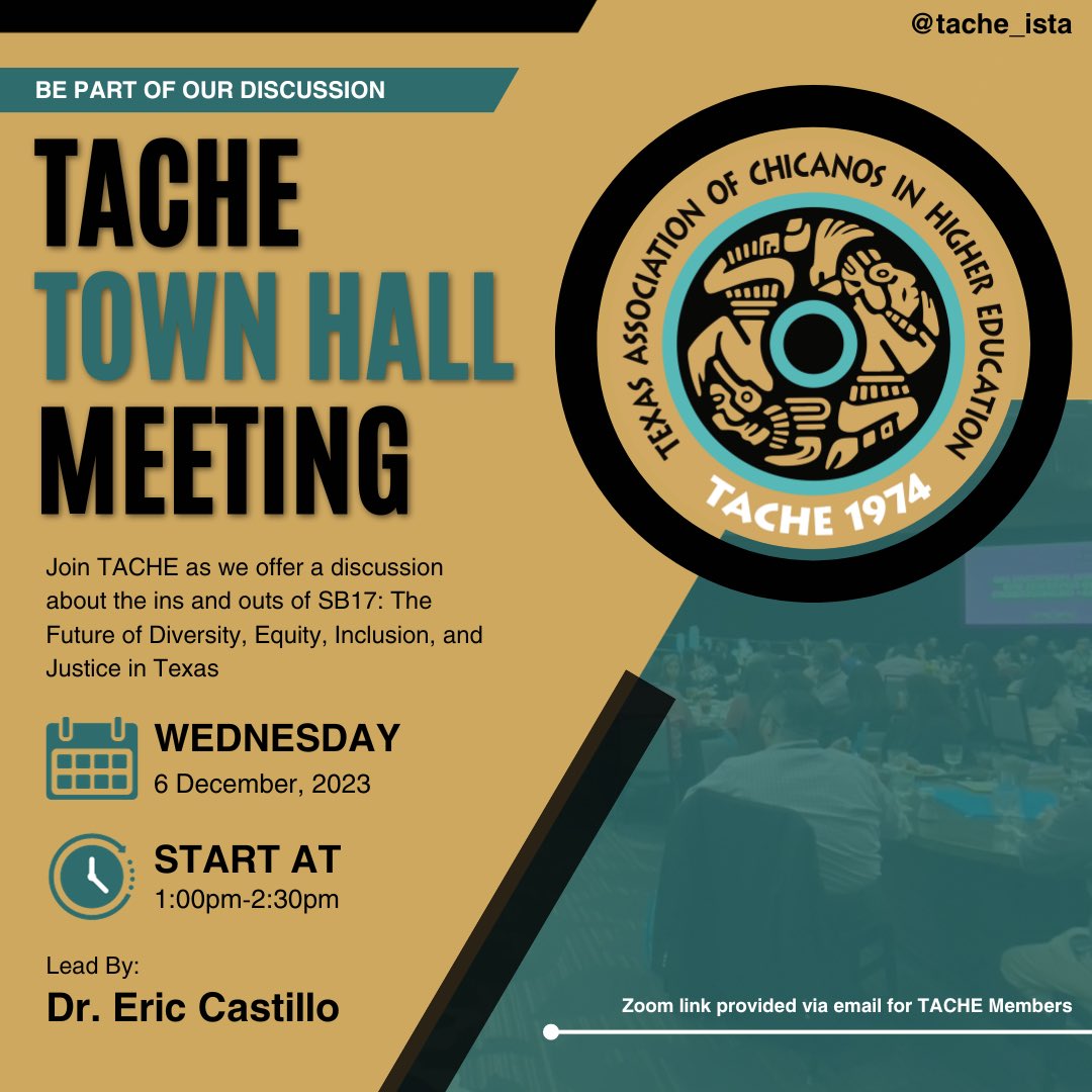Tache_ista's tweet image. 📢 TACHE TOWN HALL🚨

Join TACHE as we offer a discussion about the ins and outs of SB17 and collect questions folks may have about programs, initiatives, and other ongoing efforts. 📄

#tacheadvocacy #higheredpolicy #diversity #equity #inclusion #justice