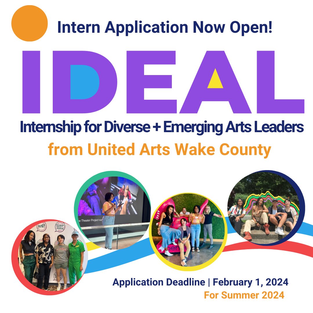#IDEAL24 Applications are now available for our Internship for Diverse and Emerging Leaders (IDEAL) for the Summer of 2024 for college students from backgrounds underrepresented in arts leadership. Intern Deadline 2/1/24. More Info: unitedarts.org/programs/ideal… #Arts919 #WakeArts