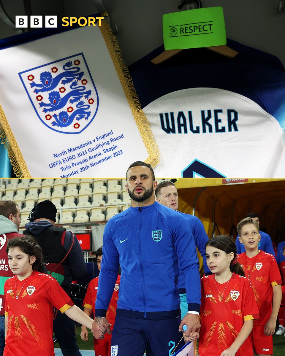 Leading your country out for the first time 💫 Can't get much bigger than that for Kyle Walker. #BBCFootball
