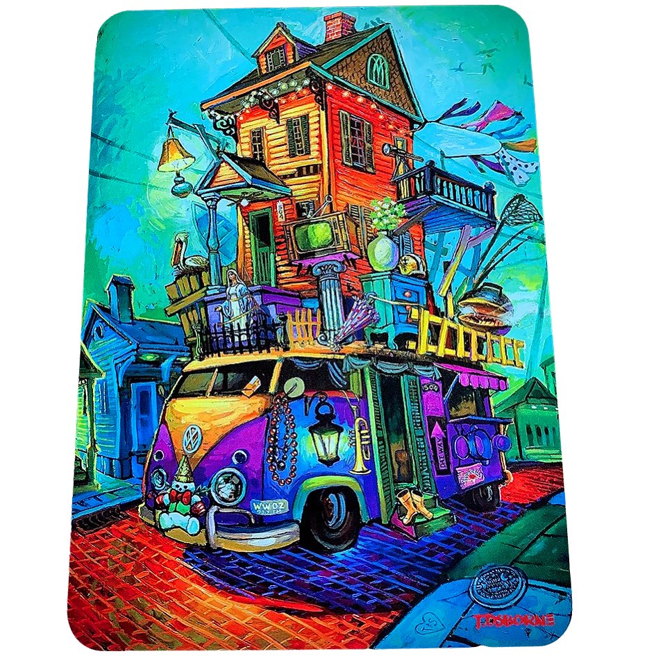 KakoGallery's tweet photo. If you’re from the South, you can relate. Glad Hurricane season is almost over. This artwork is part of the postcard collection from Artist Terrence Osborne. Available online. DM for more information #nolaart #hurricaneseason #NOLA https://t.co/I4UeXZJfZF