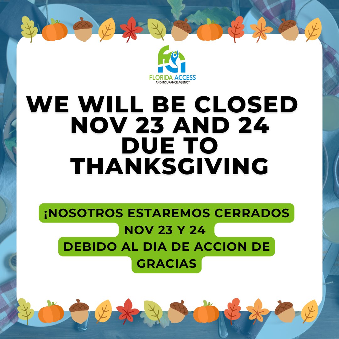 Thanksgiving is just around the corner, and we wanted to share the new office hours for this week. Normal hours will resume on Monday, 27th. #Health #insurance #aca #medicare #medicaid #family #newparents #olderadults #seniors #foodstamps #help #ally #foodbags #free #community