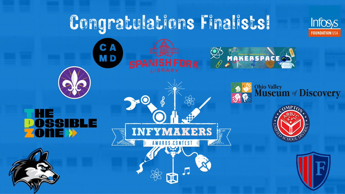 InfyFoundation's tweet photo. We are excited to announce this year's Infy Makers Awards finalists! Please join us in congratulating these educators, organizations and schools who have done excellent work promoting #equitable and #inclusive pathways for K-12+ students in #computerscience. Winners will be announced on December 23, 2023. Stay tuned! For more information about the Infy Makers Awards, please visit https://t.co/o41TIeYTqA
@NCStateDesign @makerspacect @Duluth_Schools @NU_CAMD @EMHoneycuttEle1 @p2pcharter @ArlingtonVT_PR @uticaschools @thepossiblezone @makerspacect @provlib @WoodlandHillsSD  @FmsKnights1 @KYScience @FirstAveMS @NRVikings