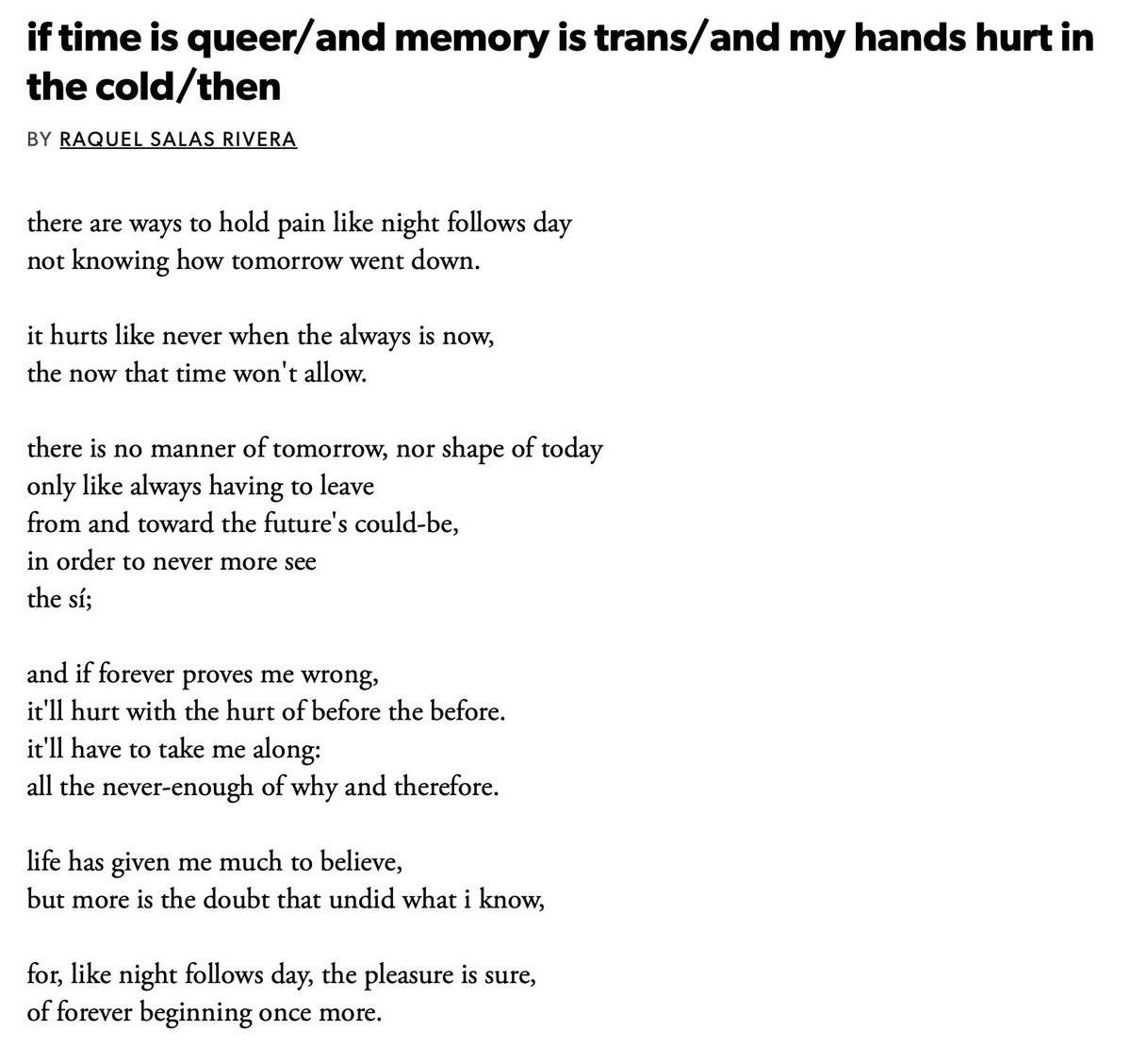 for this trans day of remembrance, here’s a poem by raquel salas rivera #kinfolkpoemoftheweek