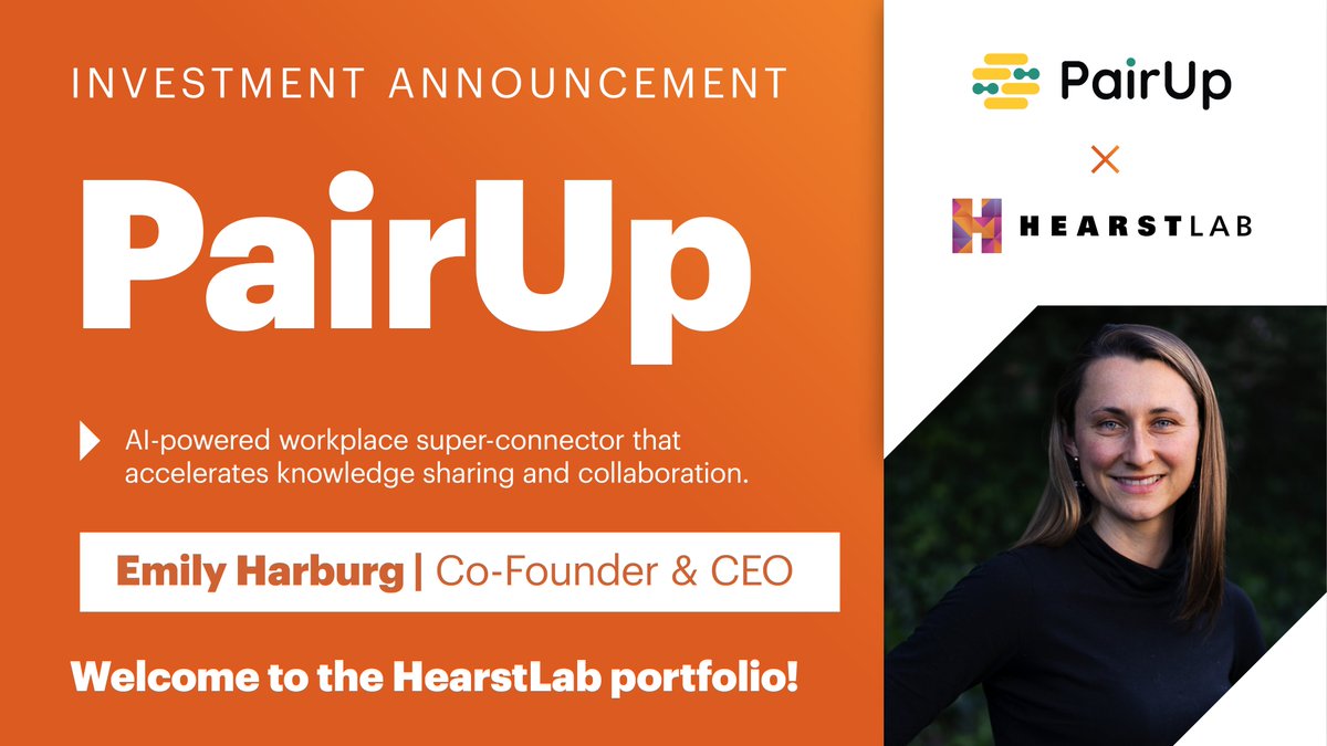 Welcome to HearstLab, @PairUpInc! 🤝💡 PairUp is an AI-powered B2B SaaS platform designed to accelerate workplace knowledge sharing by mapping employee skills and leveraging internal expert networks within each company. Read the press release here: lnkd.in/eyHVEDT6