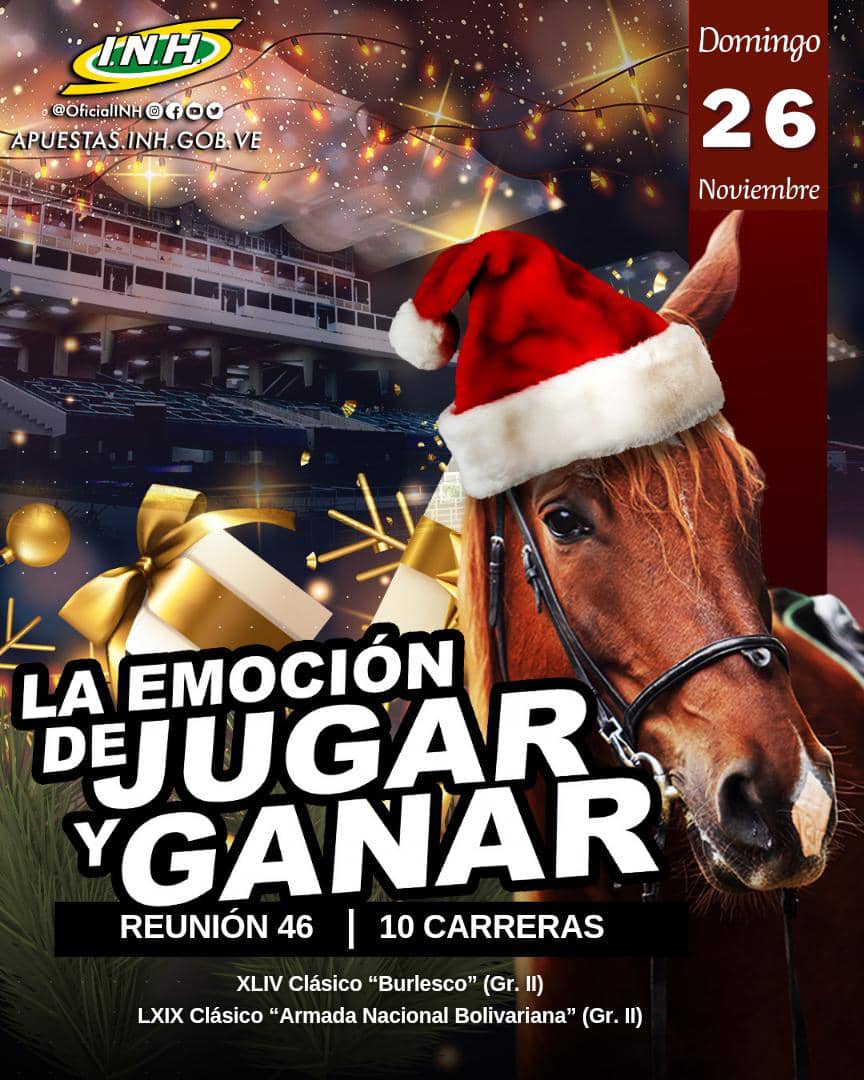 OficialINH's tweet photo. ProgramaciónINH 📄 | Este DOM. 26 de noviembre tendremos 10 carreras en el Hipódromo  #LaRinconada 🏇, entre ellas:

🏆 XLIV Clásico “Burlesco” (Gr. II)

🏆LXIX Clásico “Armada Nacional Bolivariana” (Gr. II). 

Inscritos: https://t.co/tbLTYCW3y1

#Hipismo https://t.co/qyVLa0Xupz
