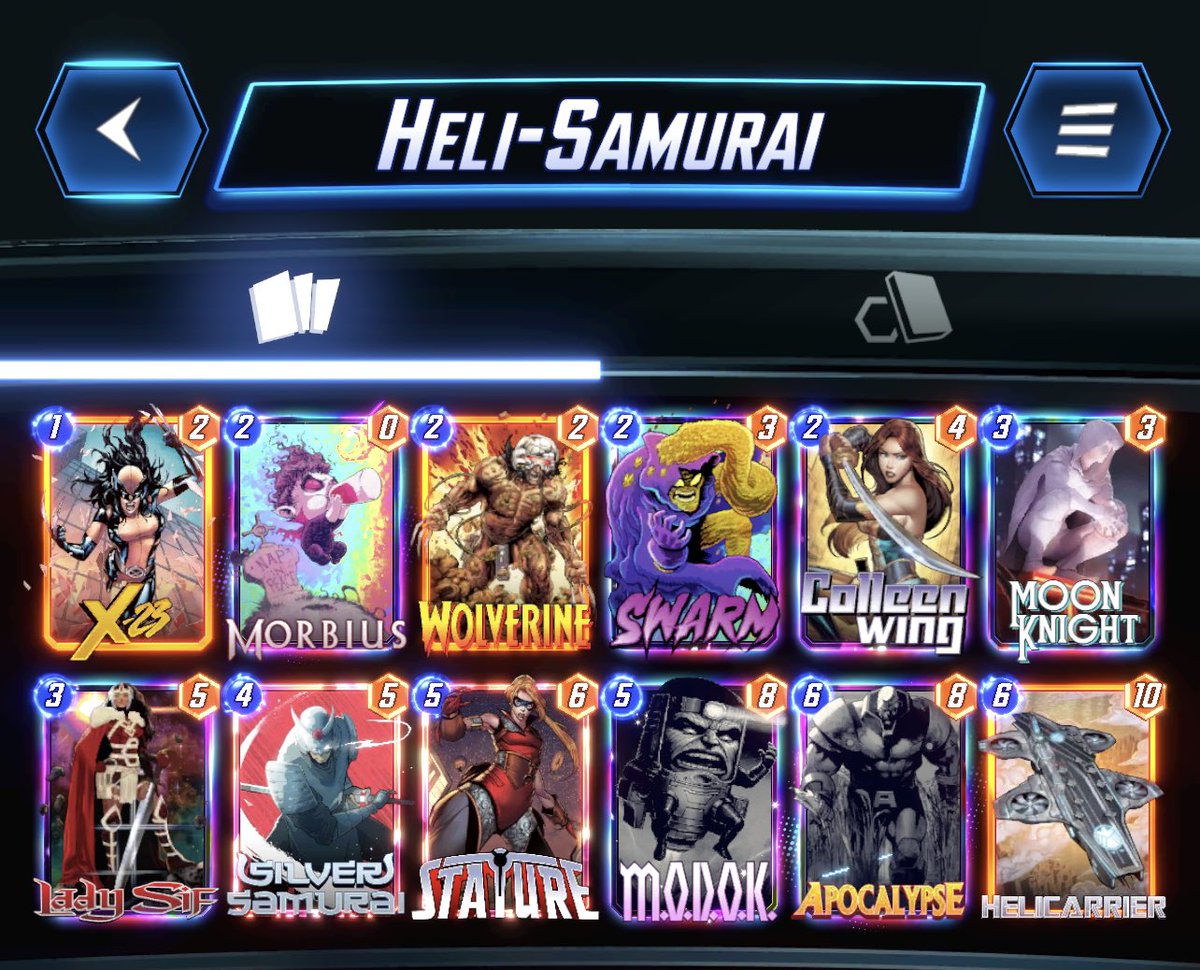 MattFirenze's tweet photo. @buddiilein @MarvelSnapDecks @SnapDecks I also made a Helicarrier deck that got me to infinite ticket 👊
Going to try out your deck! https://t.co/tpX53RWHQ7