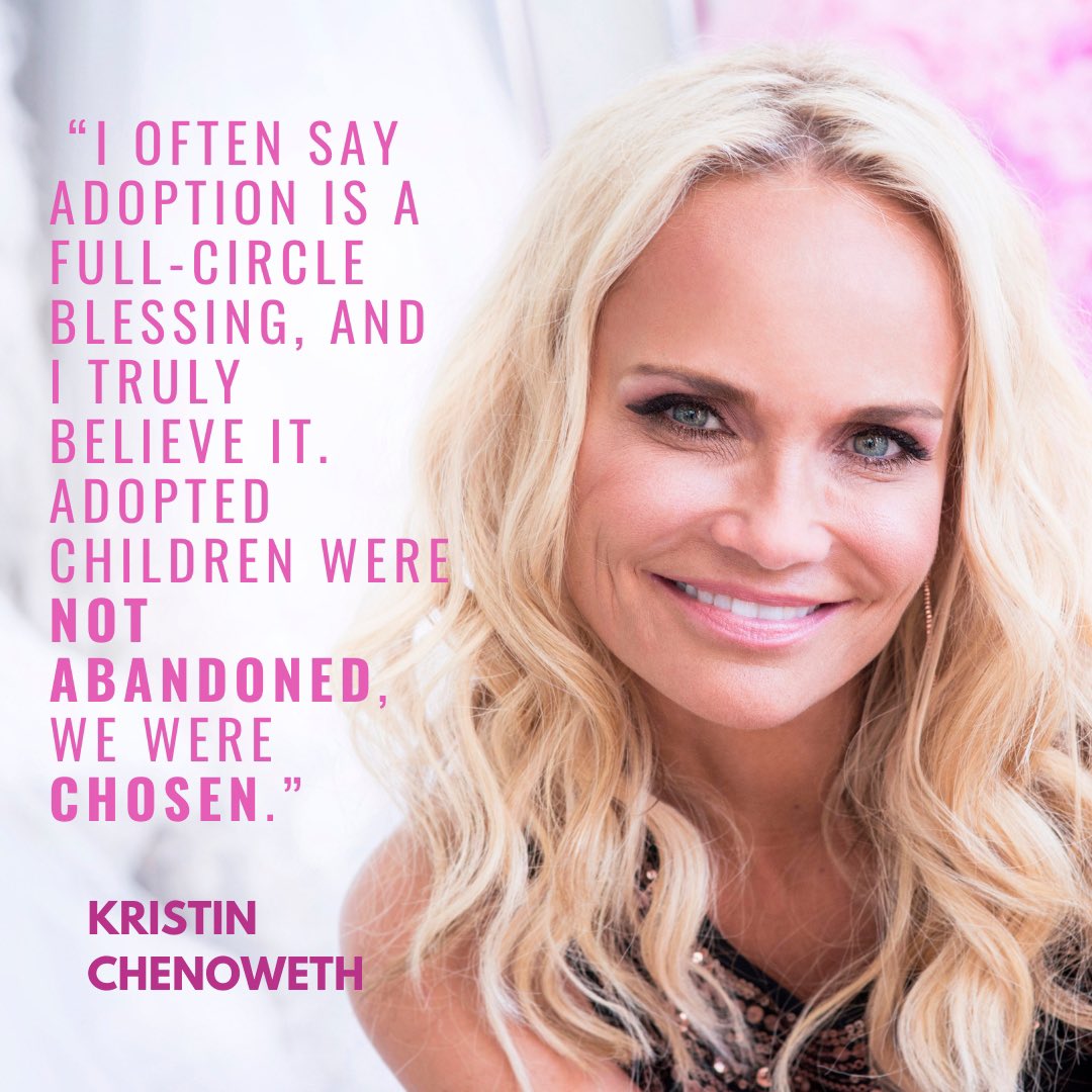 “I’m lucky that I have wonderful parents who chose me.”

Actress and singer, Kristen Chenoweth was adopted when she was just 5 days old by Junie and Jerry Chenoweth.

#happynationaladoptionmonth