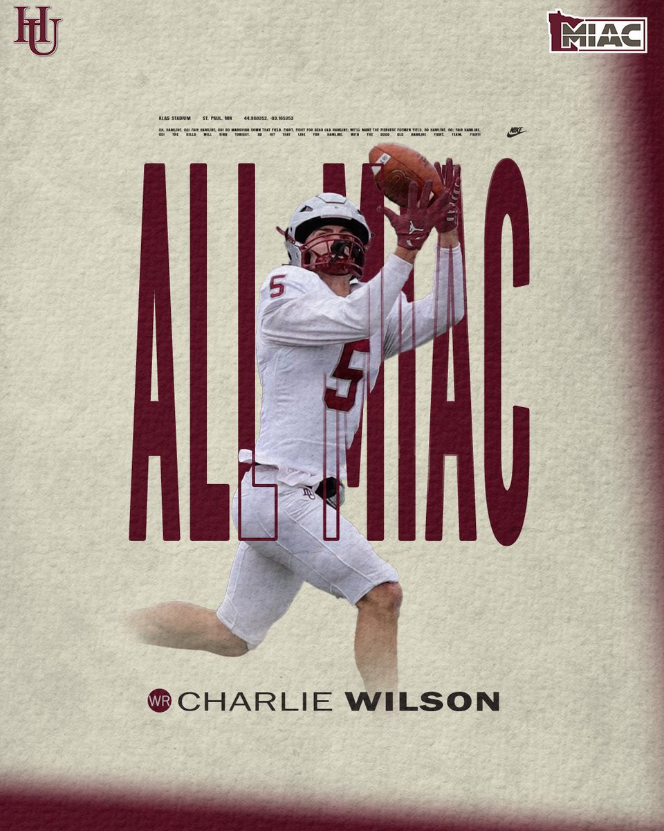 ✅ Set multiple school records
✅ Lead MIAC in Touchdowns
✅ Lead MIAC in Scoring
✅ 2nd in MIAC in All-Purpose Yards

Congratulations on an ELITE season Charlie Wilson and earning All-MIAC honors! ✅

#RDP #goHU