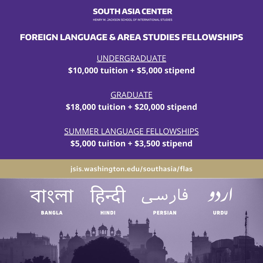 Applications are open! Get funding to improve your language and intl. area studies skills through the Foreign Language & Area Studies (FLAS) Fellowship Awards are available for summer 2024 and the 2024-2025 academic year Learn more & apply: bit.ly/sac-flas