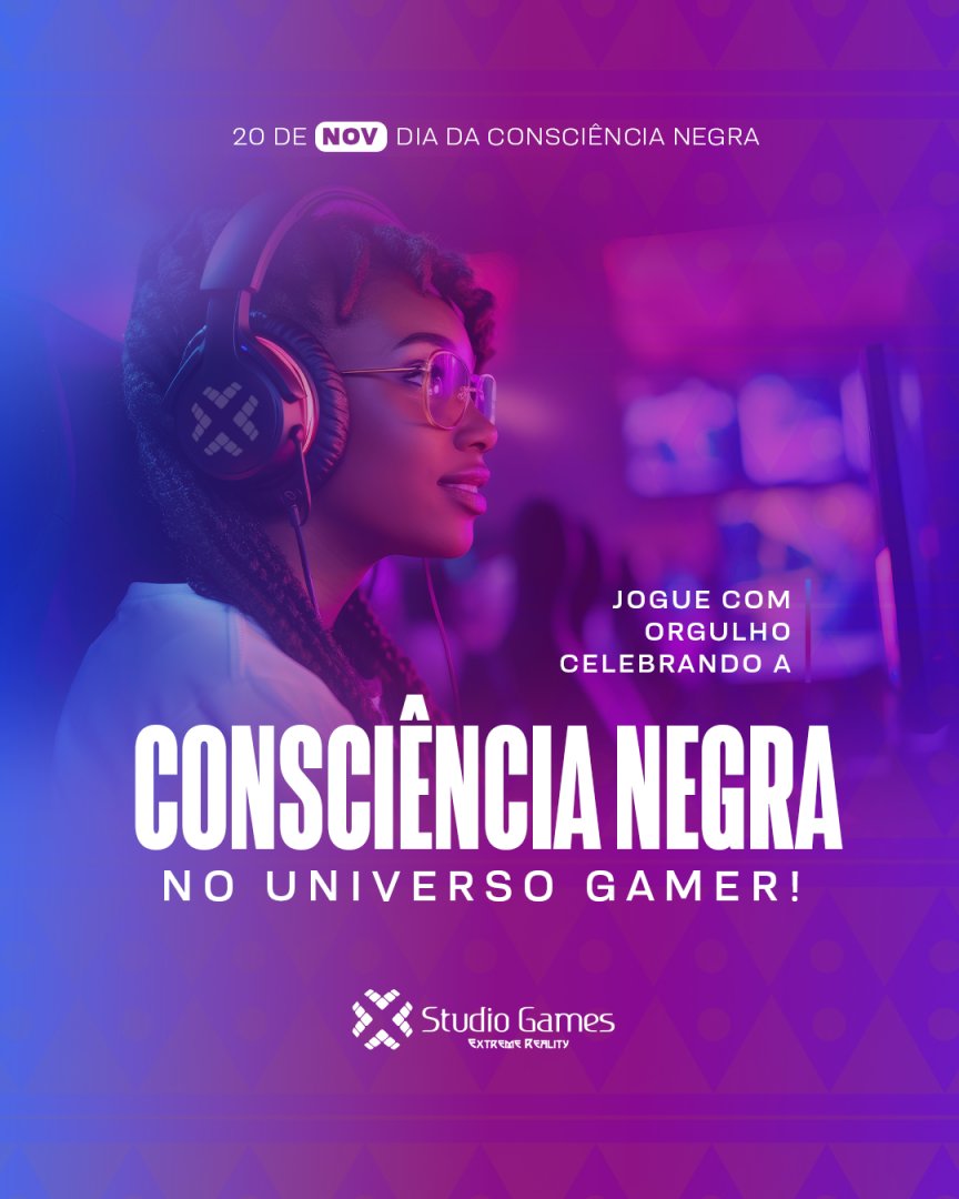 studiogamesofc's tweet photo. Na Studio Games, celebramos a diversidade e promovemos a igualdade todos os dias. Neste Mês da Consciência Negra, reafirmamos nosso compromisso com a inclusão, respeito e justiça para todos. 

Juntos, construímos um universo de games onde cada jogador é valorizado, independente https://t.co/Lga0nKBtgq