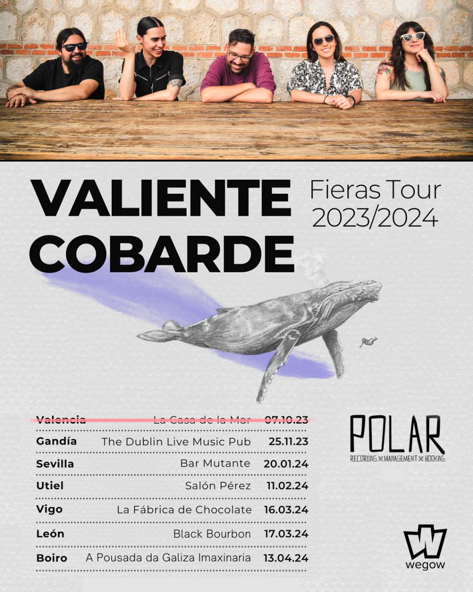 wegowes (@wegowes) on Twitter photo 🔜 <a href="/ValienteCobard/">Valiente Cobarde</a> está de gira
Podrás disfrutar de la banda en #Gandía, #Vigo, #León o #Boiro 🎶
Entradas a la venta en #Wegow ➡️ tinyurl.com/57xbz7ns 🔜 <a href="/ValienteCobard/">Valiente Cobarde</a> está de gira
Podrás disfrutar de la banda en #Gandía, #Vigo, #León o #Boiro 🎶
Entradas a la venta en #Wegow ➡️ tinyurl.com/57xbz7ns