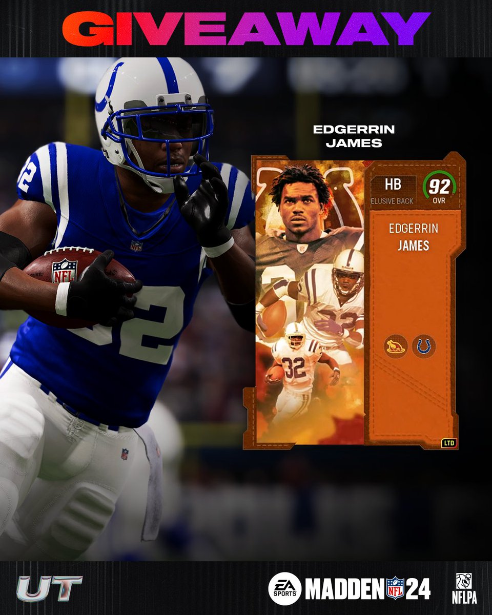 Colts's tweet image. Looking for an Edge on #Madden24?

Reply with your console and gamertag for a chance to win a HOF addition to your MUT.