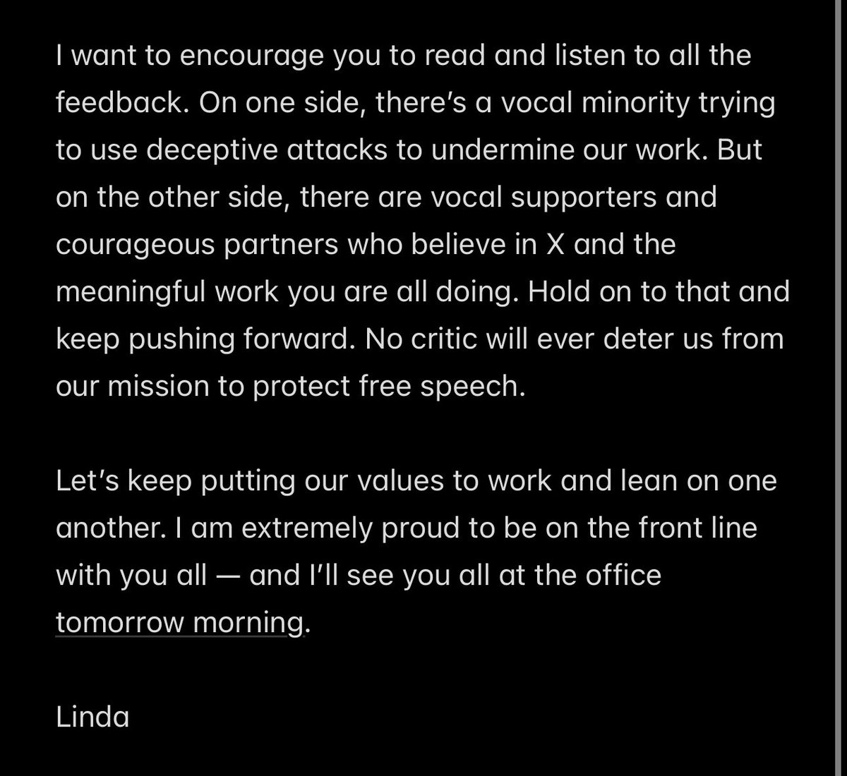 NEWS: Linda sent this memo out to employees last night regarding the Media Matters report