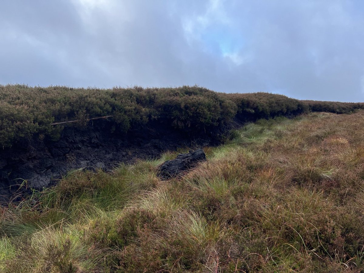 SimonGray14's tweet photo. A squally day up on Mullaghcarn ASSI in the Sperrins mapping drains and erosion features, plenty of flow in some of these drains! @UlsterWildlife #sperrins #mullaghcarn #peatlands https://t.co/WALFENwIVb
