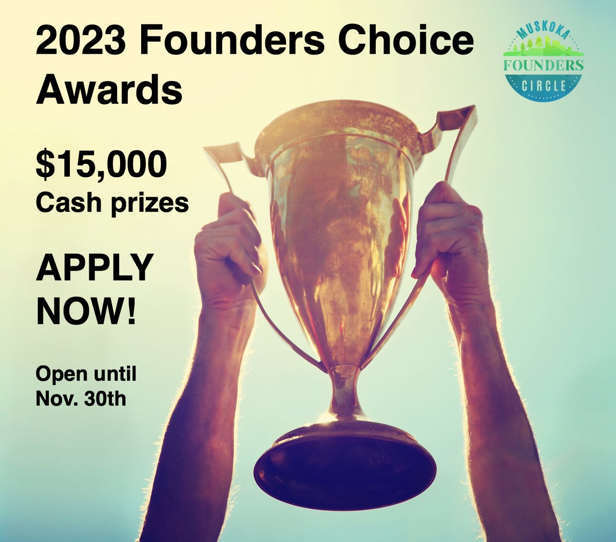 FoundersCircle_'s tweet photo. #FoundersCircle 2023 intake for $15,000 in prizes closes November 30th - best of luck to everyone!!
#muskokaentrepreneur #chamberofcommerce #muskokalakeschamber #gravenhurstchamber #bracebridgechamber https://t.co/pw3Swilubf