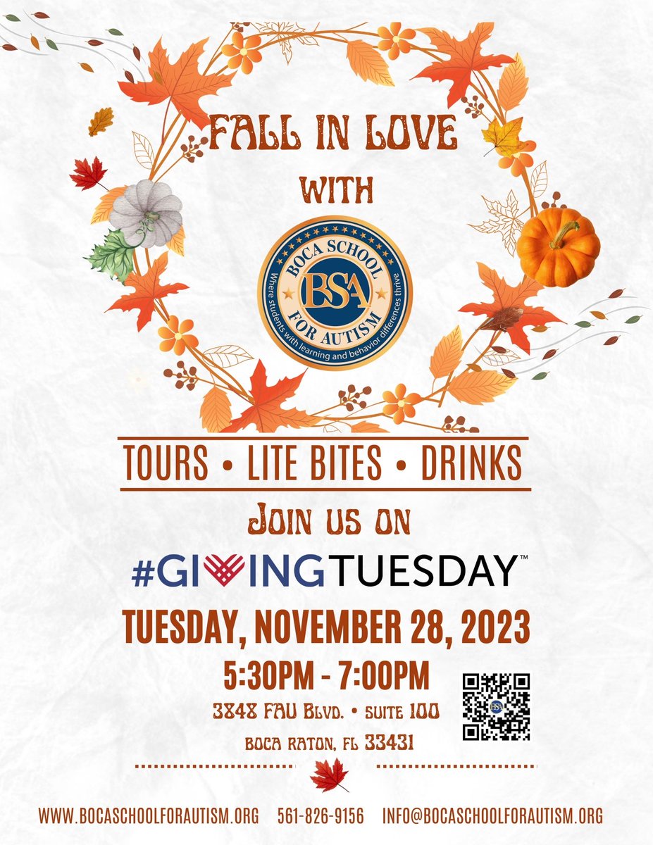 Unicorn Children's Foundation (@ucfoundation) on Twitter photo We can't wait for tomorrow! #GivingTuesday
Attire: Business Casual / Cocktail
RSVP: info@bocaschoolforautism.org
More Information: bocaschoolforautism.org/fall-in-love-w…
Donate Now: bocaschoolforautism.mypaysimple.com/s/donationspon… We can't wait for tomorrow! #GivingTuesday
Attire: Business Casual / Cocktail
RSVP: info@bocaschoolforautism.org
More Information: bocaschoolforautism.org/fall-in-love-w…
Donate Now: bocaschoolforautism.mypaysimple.com/s/donationspon…