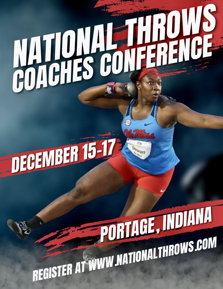 National Throws Conference
December 15-17
Portage IN
Come for three days, two days, or one day. Price is incredible!
Only $100 for Coaches and $50 for Athletes
#tracknation #athletics #trackandfield #trackandfieldnation #shot #Discus #hammer #javelin #throws