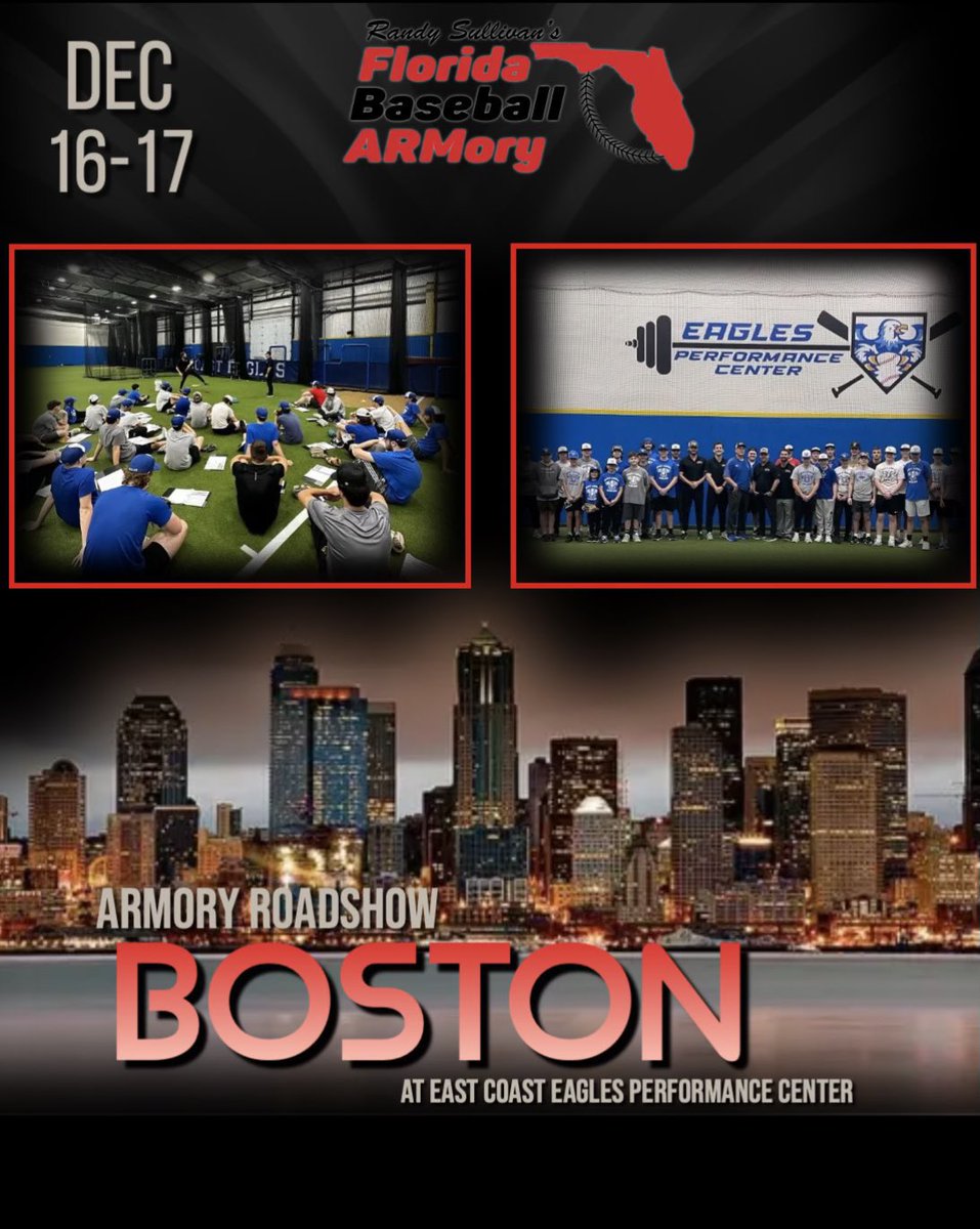 ArmoryFlorida's tweet photo. Excited to be heading up to Boston (East Bridgewater) for our 6th Annual Roadshow Dec. 16-17 at @ECEaglsBsb!
Email: info@eastcoasteaglesbaseball.com to get registered. Let’s #GetSAVAGE! https://t.co/pGF7Zmzq2K