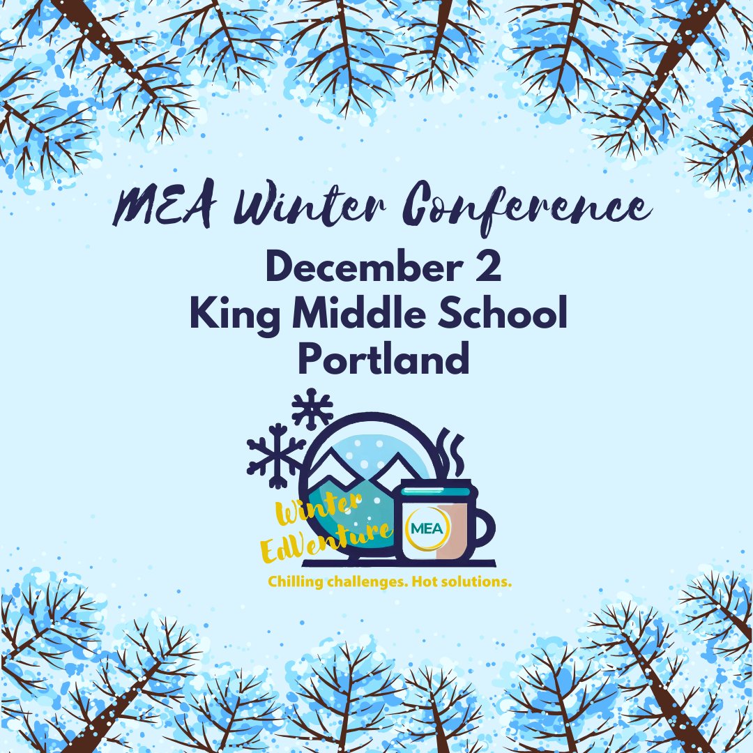 Join us for a FREE conference designed exclusively for MEA members! December 2 at King Middle School in Portland! 🔗REGSITER: web.cvent.com/.../1df3d784-b…