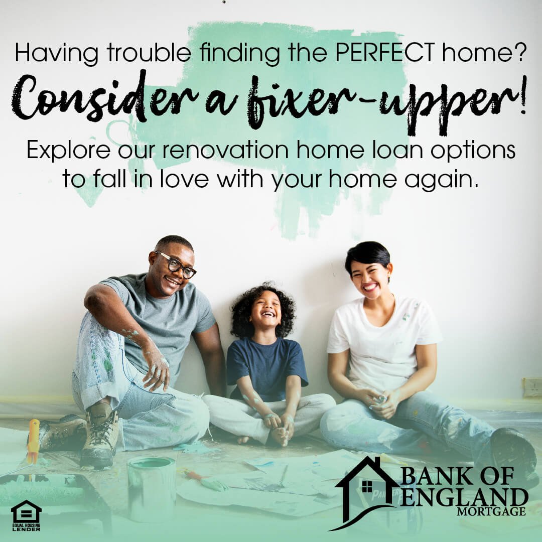 BOEMortgage's tweet photo. Having trouble finding the PERFECT home, consider a fixer-upper! Bank of England Mortgage has renovation home loans to get you back on track to being in love with your home again. 

  #boemortgage https://t.co/4yrDTLwO1M